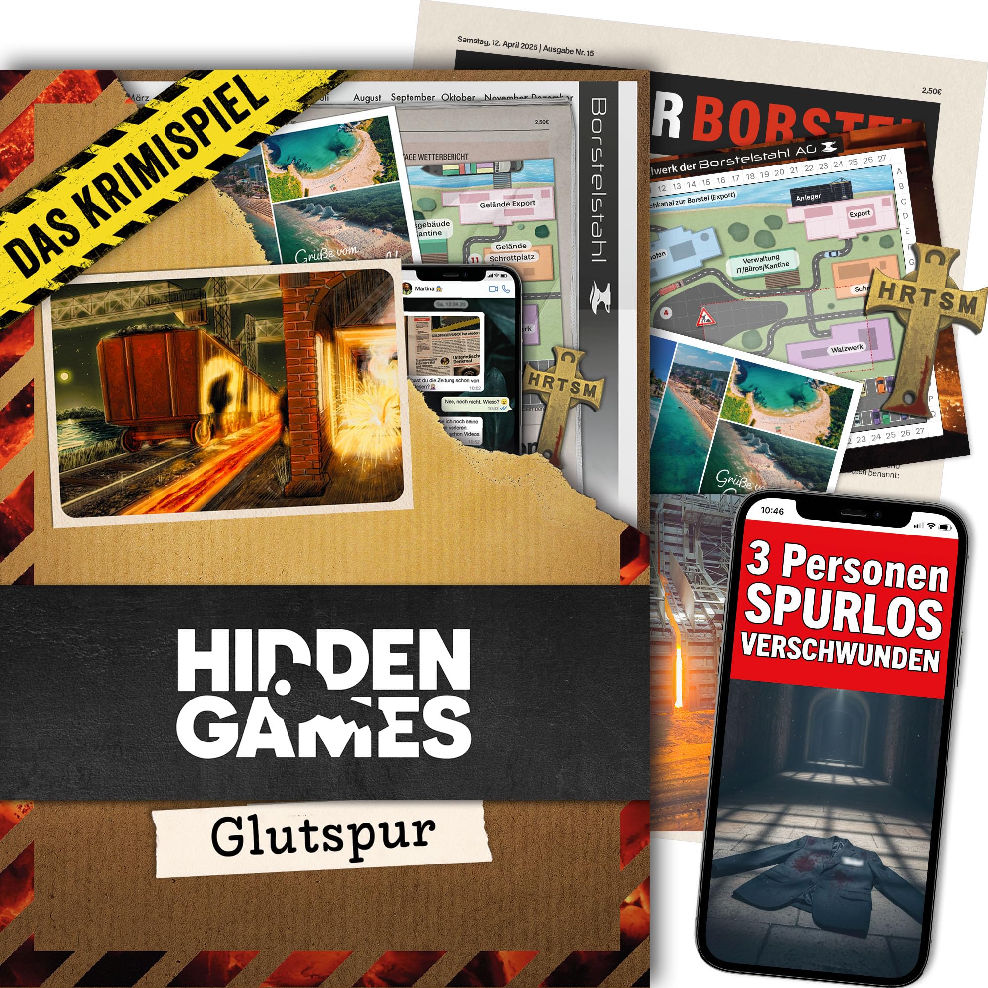 Hidden Games Tatort – Glutspur – Krimispiele für zu Hause – Tatortspiel – realistisches Krimispiel für Erwachsene – Mordfall lösen Spiel – spannendes Detektivspiel – Crimegame – Escape Room Spiel