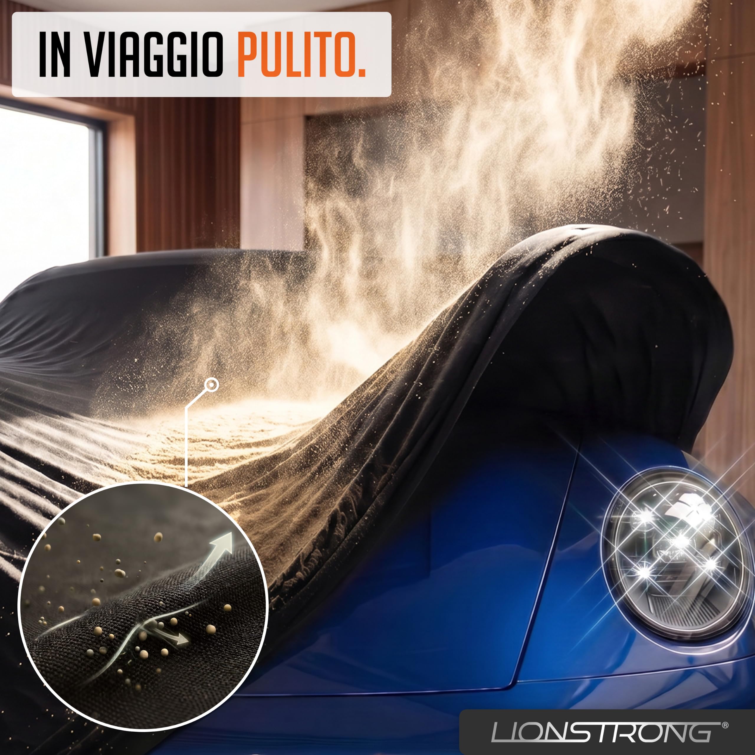 Copertura per auto per interni – Protezione affidabile da polvere e sporco per utilitarie, berline e SUV – Con custodia – Fissaggio sicuro grazie all'elastico – Design sportivo