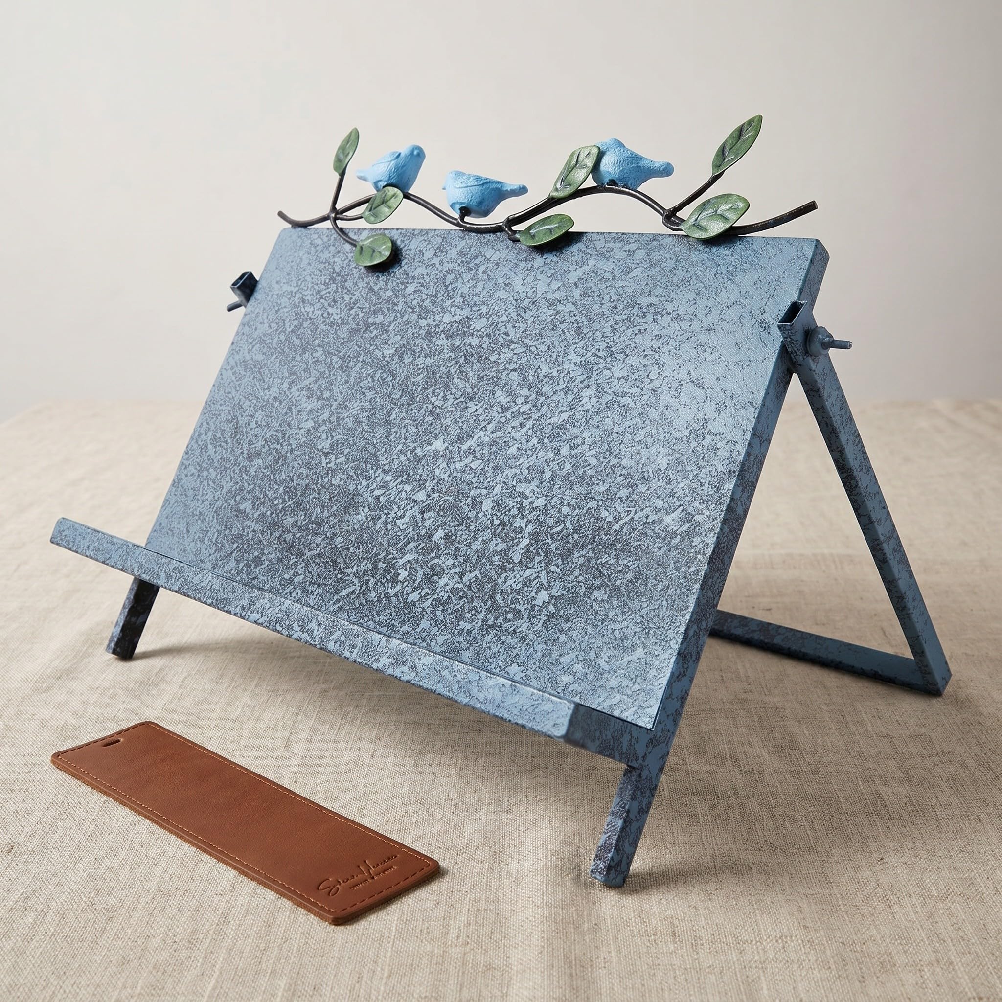 Alasum Supporto per Libri in Ferro Blu Stabile e Facile da Pulire, Design Minimalista ed Elegante per Scrivania, la Lettura e L'organizzazione