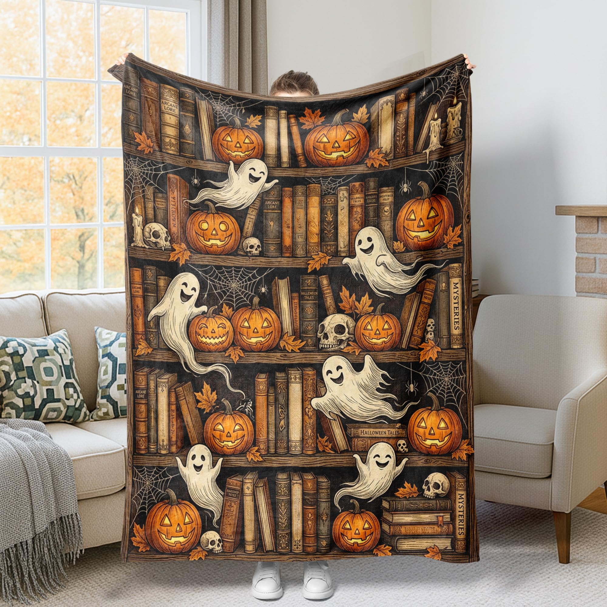 Couverture en peluche citrouilles pour vos soirées cinéma sur le canapé