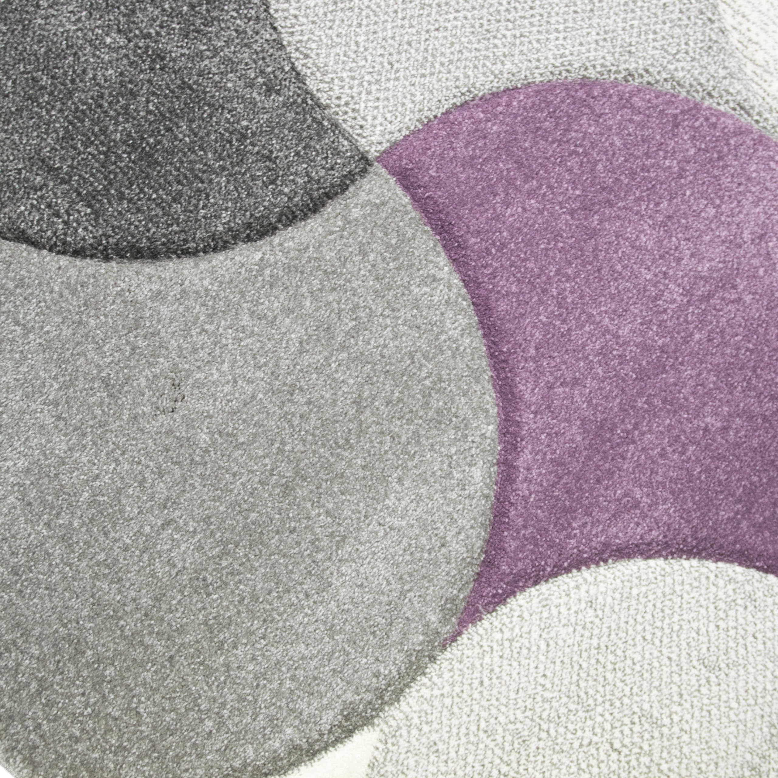Teppich-Traum Teppich Läufer lang Flur modernes Bogenmuster Kurzflorteppich modern weich Konturenschnitt Lila-Grau 80 x 300 cm