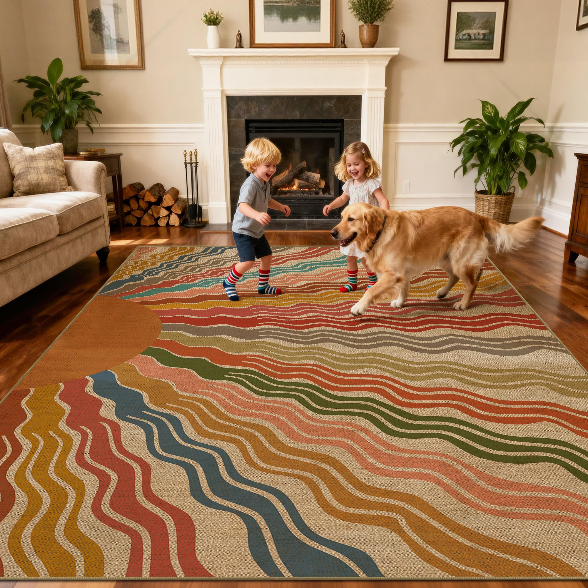 Photo 1 of GOGINNY Washable 5'x7' Rainbow Sun Area Rug