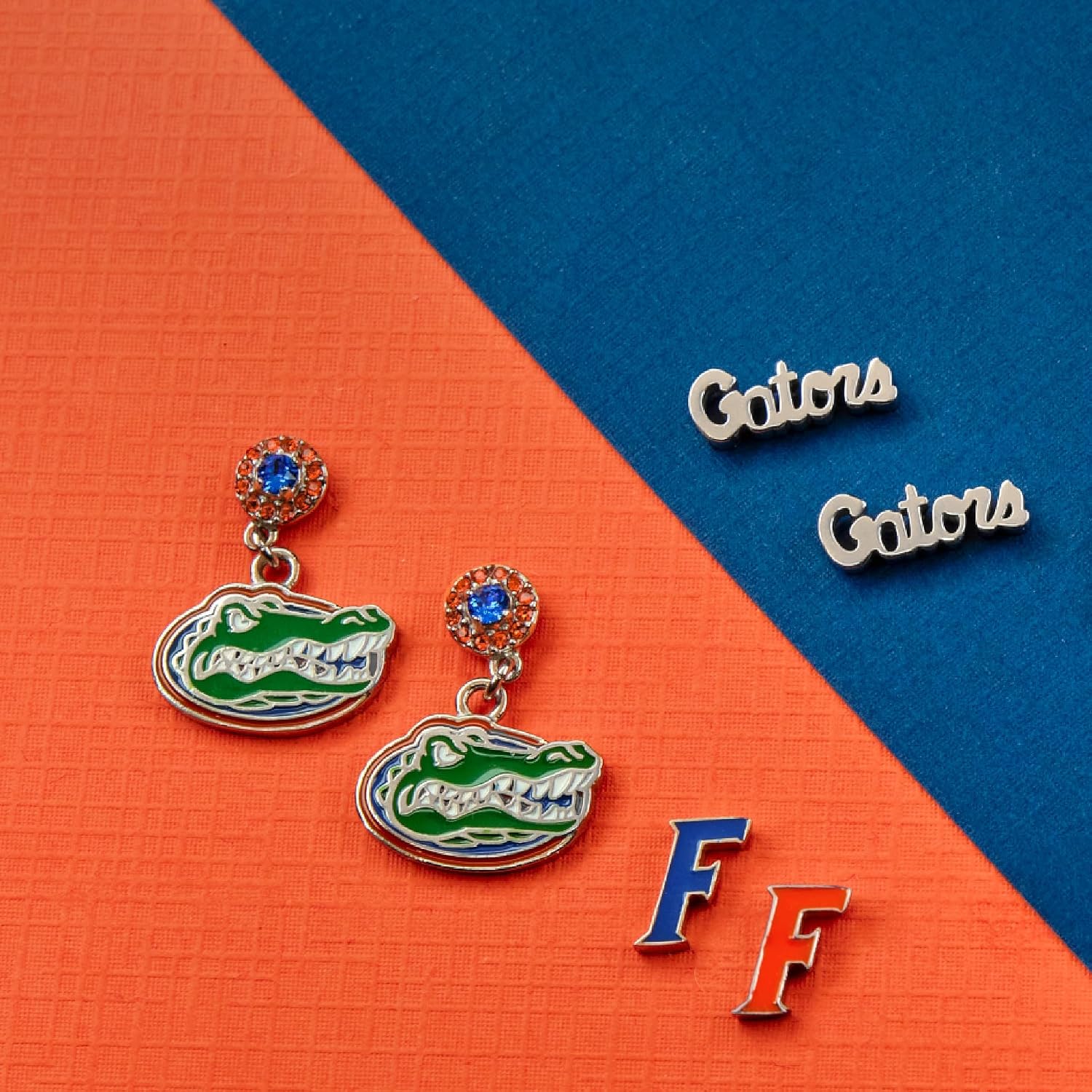 Stone Armory Florida Gators Accessories - University of Florida Orange and Blue Stud Earrings - Hypoallergenic Earrings for Sensitive Ears - Womens Florida Gators Gifts