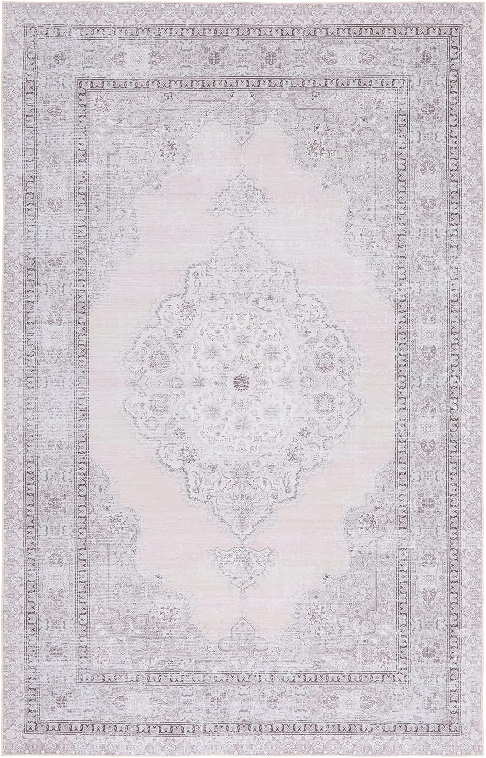 SAFAVIEH Tucson Collection Area Rug - 6' x 9', Beige & Light Green, Persian Design, Non-Shedding Machine Washable & Slip Resistant Ideal for High Traffic Areas in Living Room, Bedroom (TSN184B)