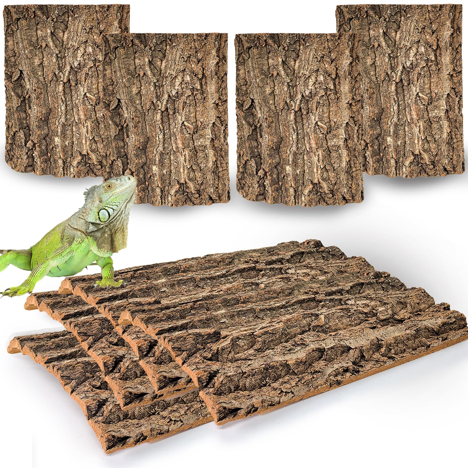 Hamiledyi Cork Terrarium Background 11.8x7.9in 8PCS Natural Reptile Cork Bark Flats Terrarium Board Bearded Dragon Climbing Wall Mat Tank Decor for Lizard Chamelon Snake Turtle Spider Crested Gecko