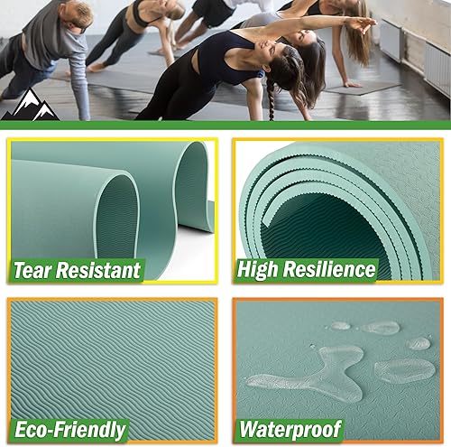 Miniatura 3 de Large Yoga Mat - 6x4 Wide Exercise Mat - 8mm Thick Non-Slip Workout Mat