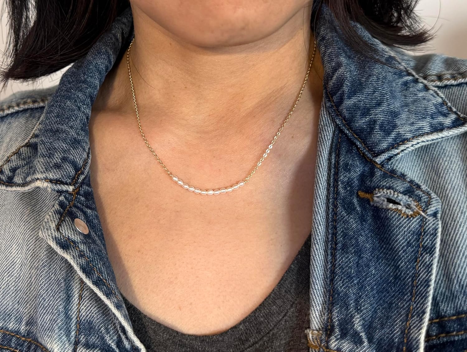 Gold Fill White Curved Bar Cultured Freshwater Pearl NECKLACE or BRACELET- Simple Minimalist Delicate Everyday Also available with Pink and Gray Pearls