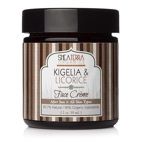 Shea Terra Kigelia Age Defense Collection - Crema facial para después del sol Crema facial natural antienvejecimiento con raíz de regaliz, manteca