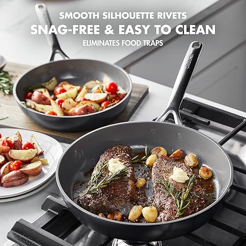 Miniatura 10 de GreenPan GP5 - Juego de 2 sartenes antiadherentes de cerámica anodizada dura y saludable de 9.5 y 11 pulgadas, 2 piezas, resistente a los arañazos,