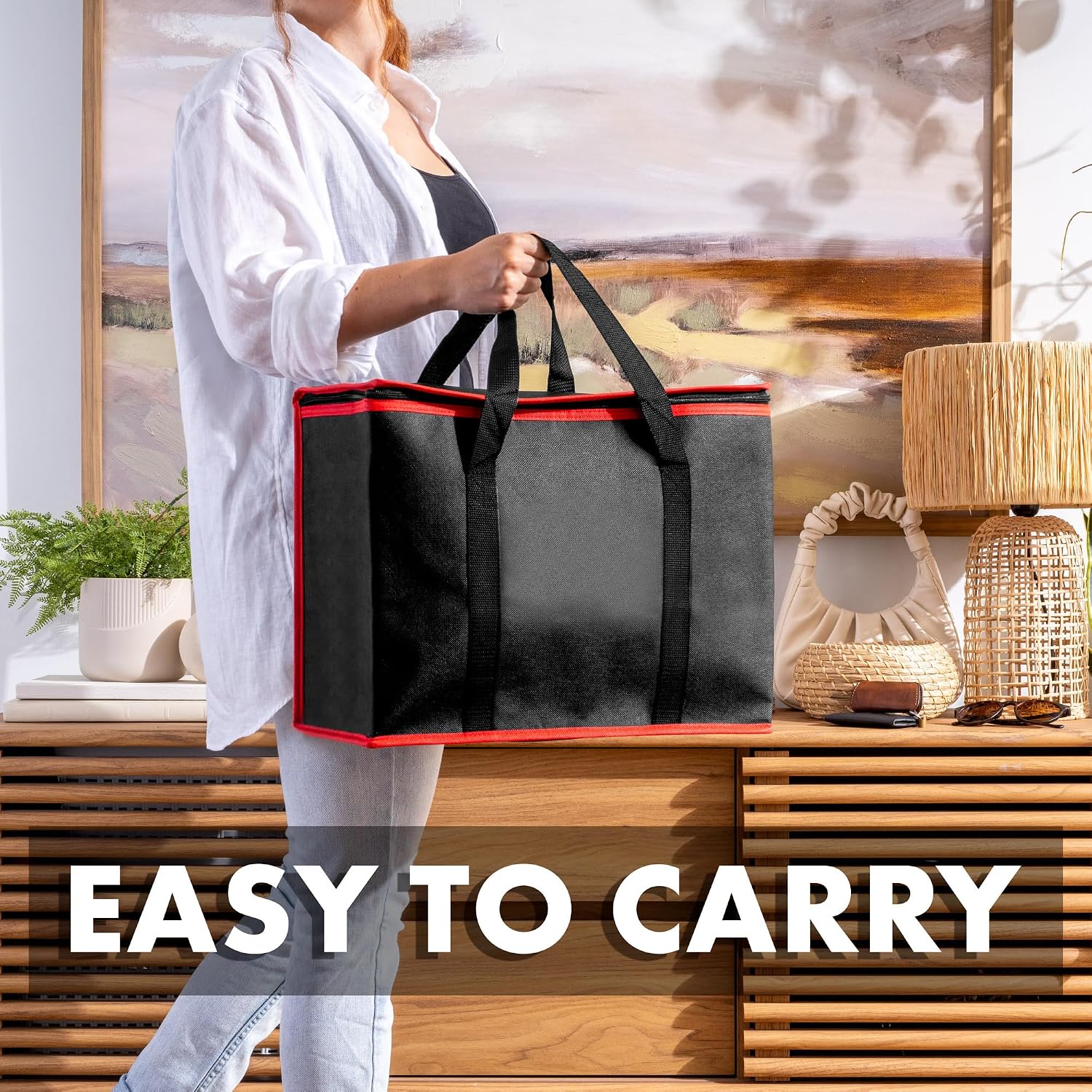 Carrywell (Not Made In China) Insulated Reusable Grocery Bags 2-Pack, Catering and Delivery Bag For Hot and Cold Food, Collapsible Thermal Tote For Doordash image 5