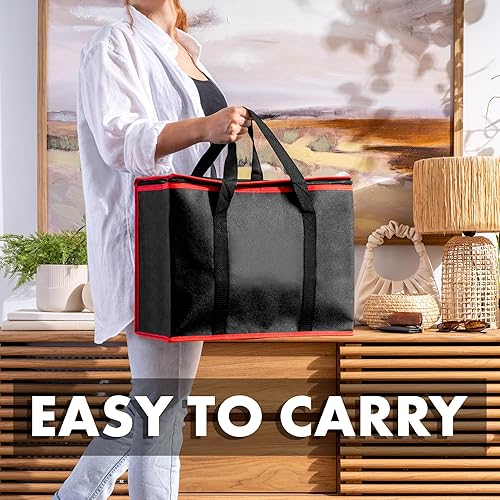 Miniatura 5 de (No fabricado en China) Bolsas de comestibles reutilizables aisladas, bolsa de entrega y catering resistente para alimentos fríos y calientes, bolsa