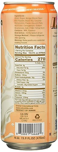 Miniatura 2 de O's Bubble Bebida de té de burbujas enlatte boba gomoso con perlas masticables de Boba (Konjac), mezcla de leche entera al 22%, 15.9 fl oz (15.9 fl