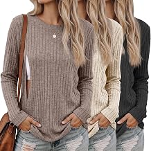 3 Pack Nursing Breastfeeding Tops Ribbed Long Sleeve