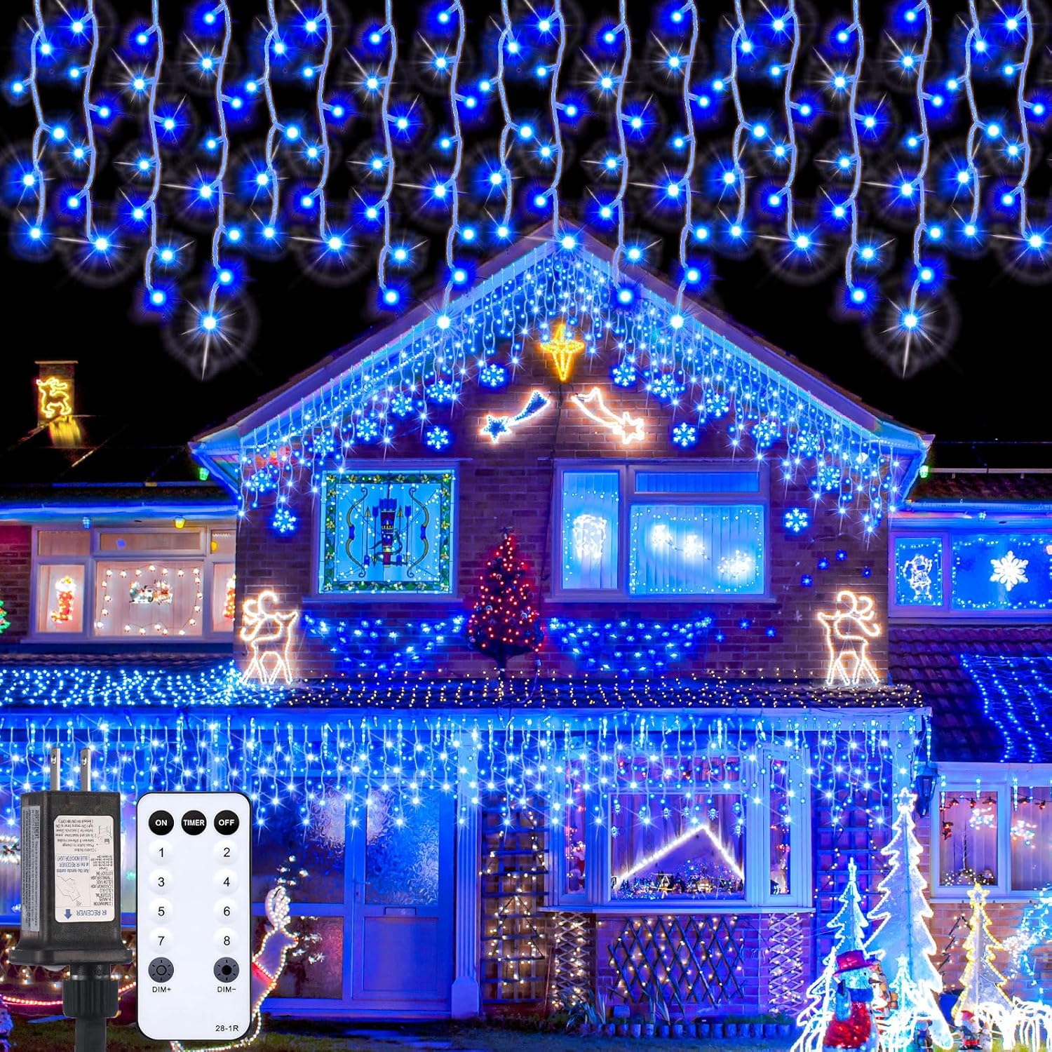 1248 luces LED de Navidad para exteriores de 118 pies, guirnalda de luces colgantes impermeables con 8 modos de temporizador para decoraciones de