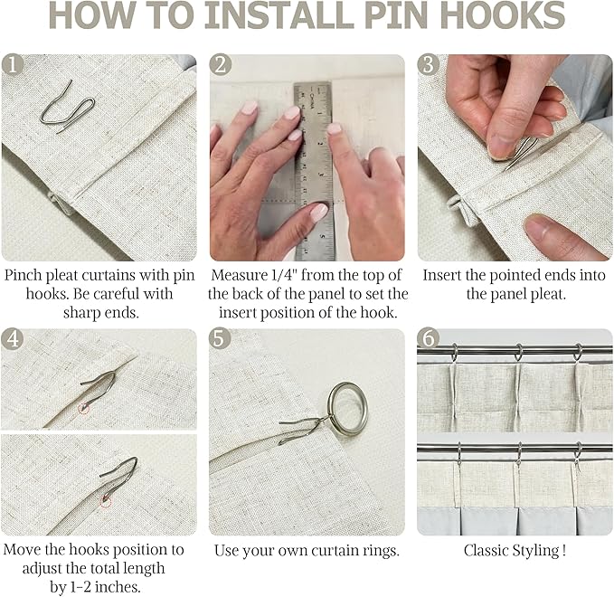 Cortinas Blackout Vision Home Natural Pinch Pleat 95" x 40" (2 Paneles) miniatura 4