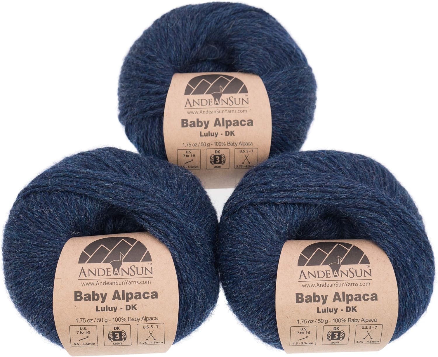 (Set of 3 - Heather Color) 100% Baby Alpaca Yarn Not Wool [328 Yards Total] Sunset, #3 DK