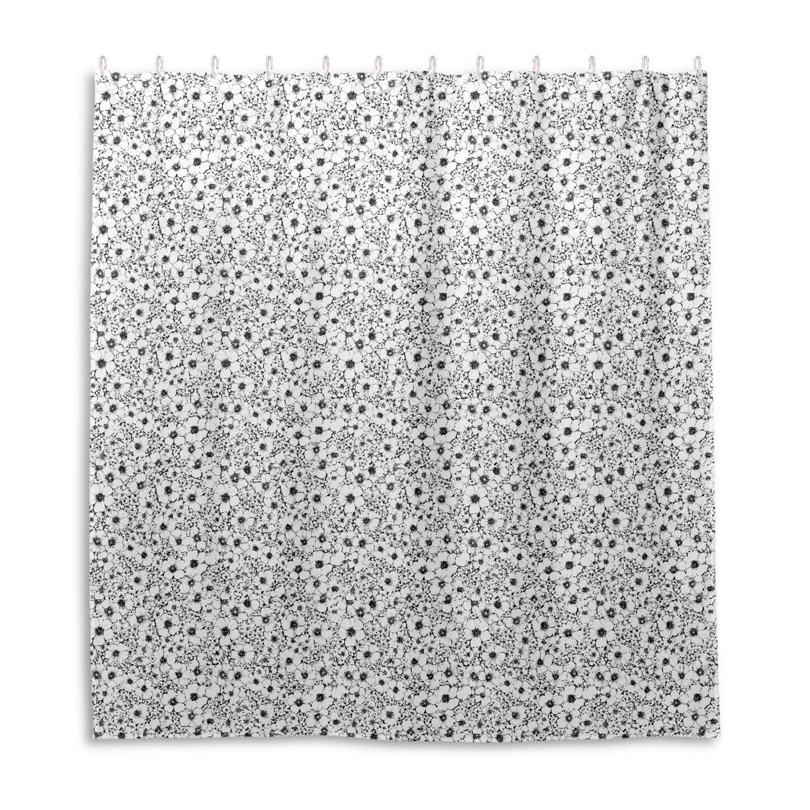 Rideau de douche imperméable pour éviter les éclaboussures au sol textile blanc avec crochets