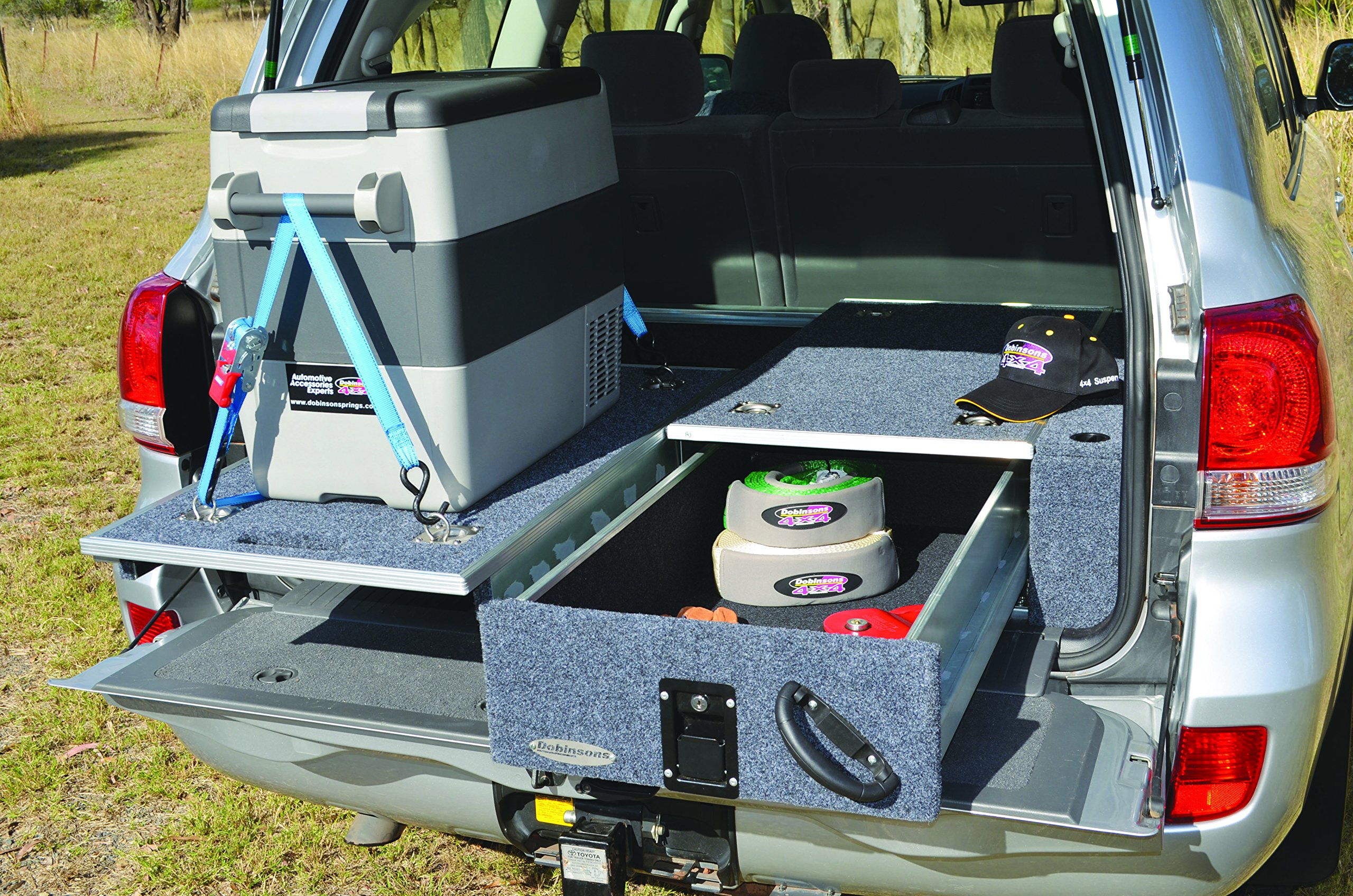 Dobinsons Pair Rear Dual Roller Drawer Kit with Fridge Slide and Tie Down Points, Universal Mount, 39 x 42 x 10 inches - RD80-1000