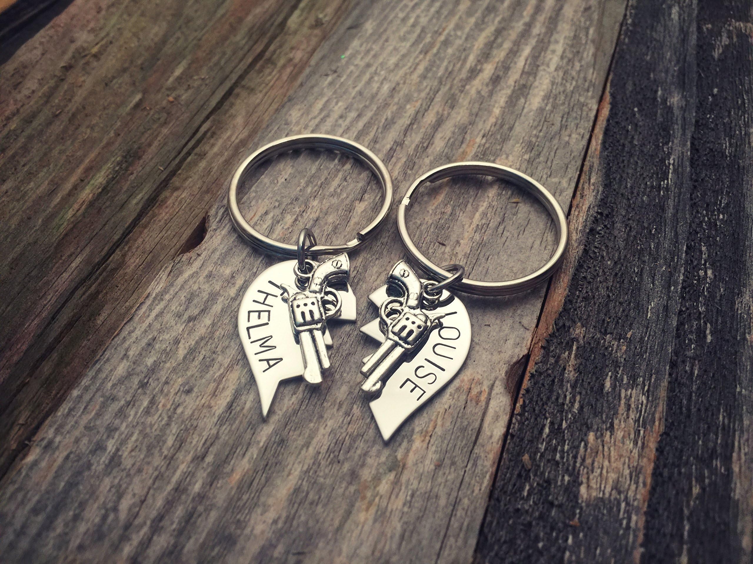 Thelma Louise Key Chain Set, Partners in Crime, Best Friend Keychains, Stamped Jewelry