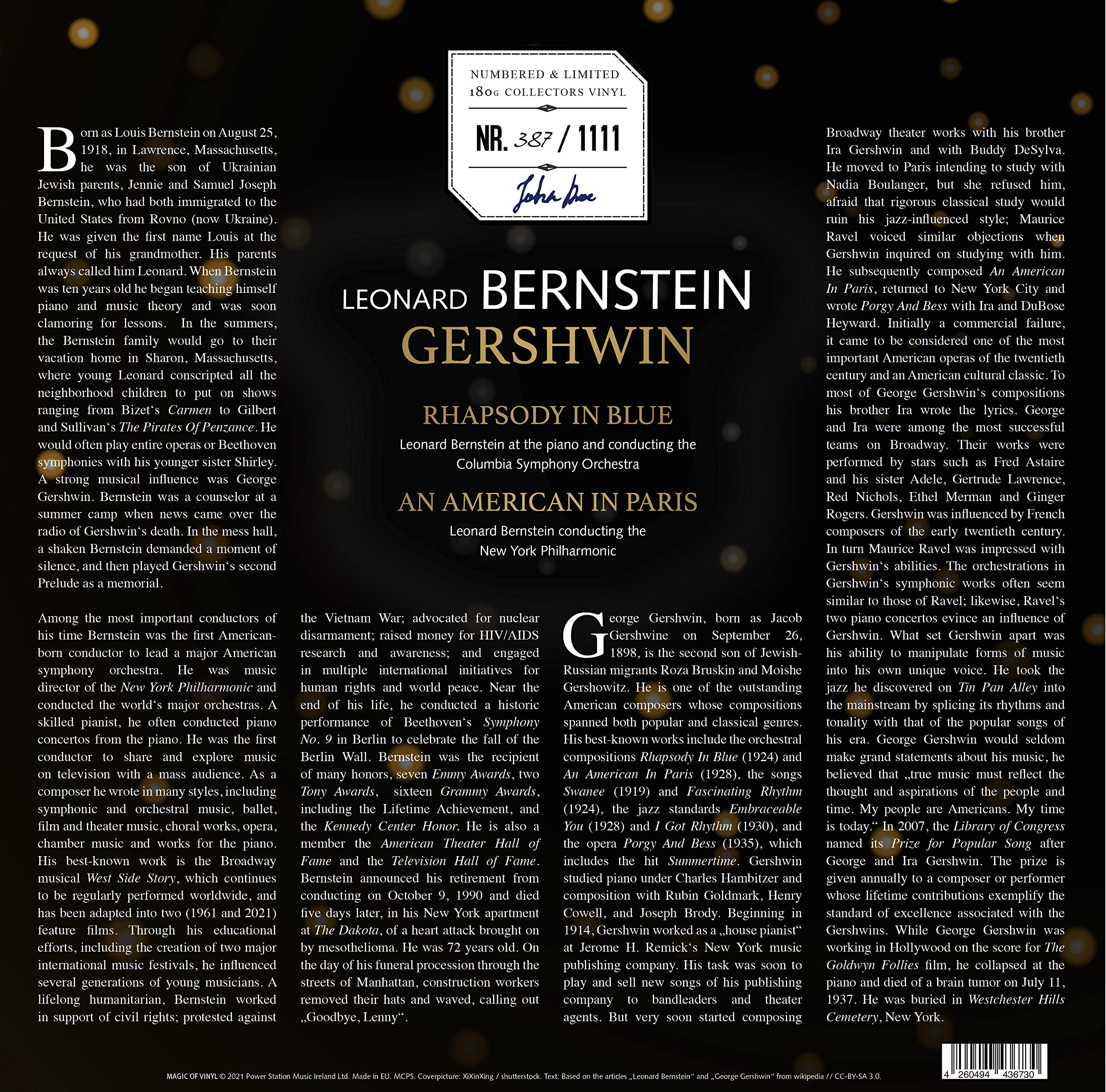 Leonard Bernstein - Gershwin - Limitiert und 1111 Stück nummeriert - 180gr. marbled