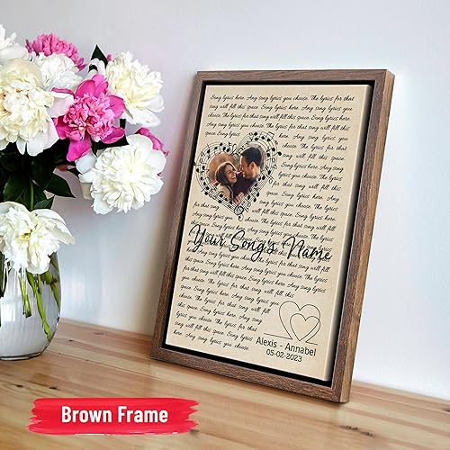 Vista 167 de H-DEWALL Letras de canciones personalizadas con marco, arte de pared musical personalizado para él, decoración sentimental y regalo inspirador