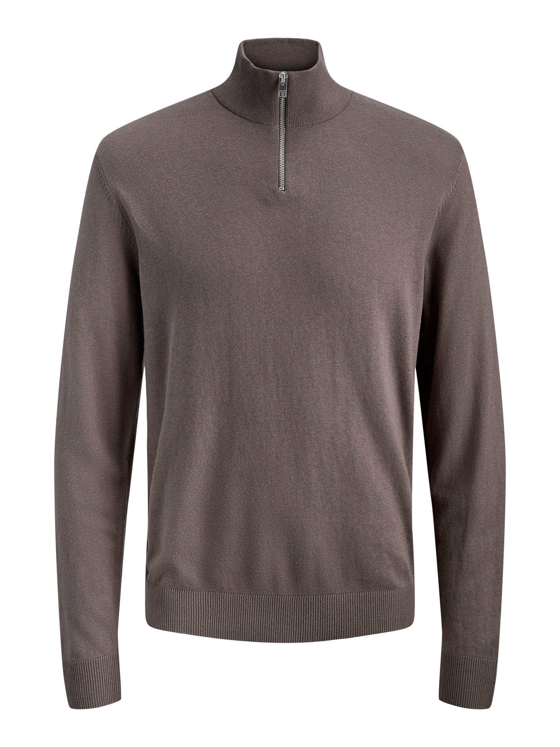 JACK & JONES Male Strickjacke mit Viertelreißverschluss Einfarbig Strickjacke mit Viertelreißverschluss