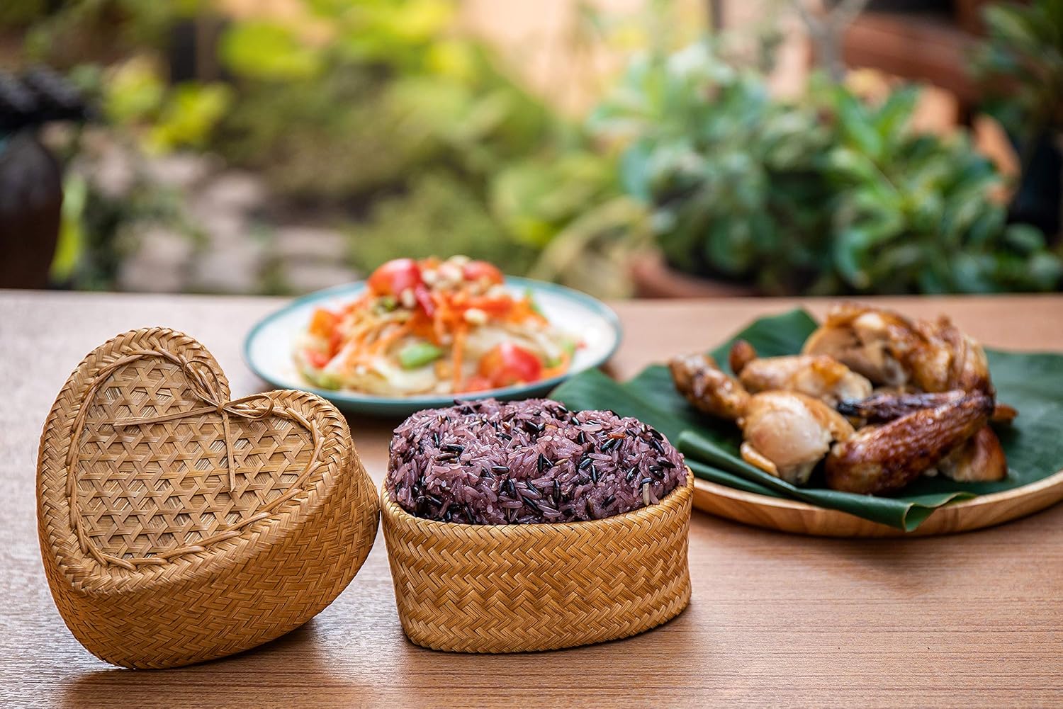 WD- Thai Kra-tip Sticky Rice Heart shape Bamboo Basket Handmade Steamers Cookware-4 inch for Home,restaurant or Cookware -collecting things.
