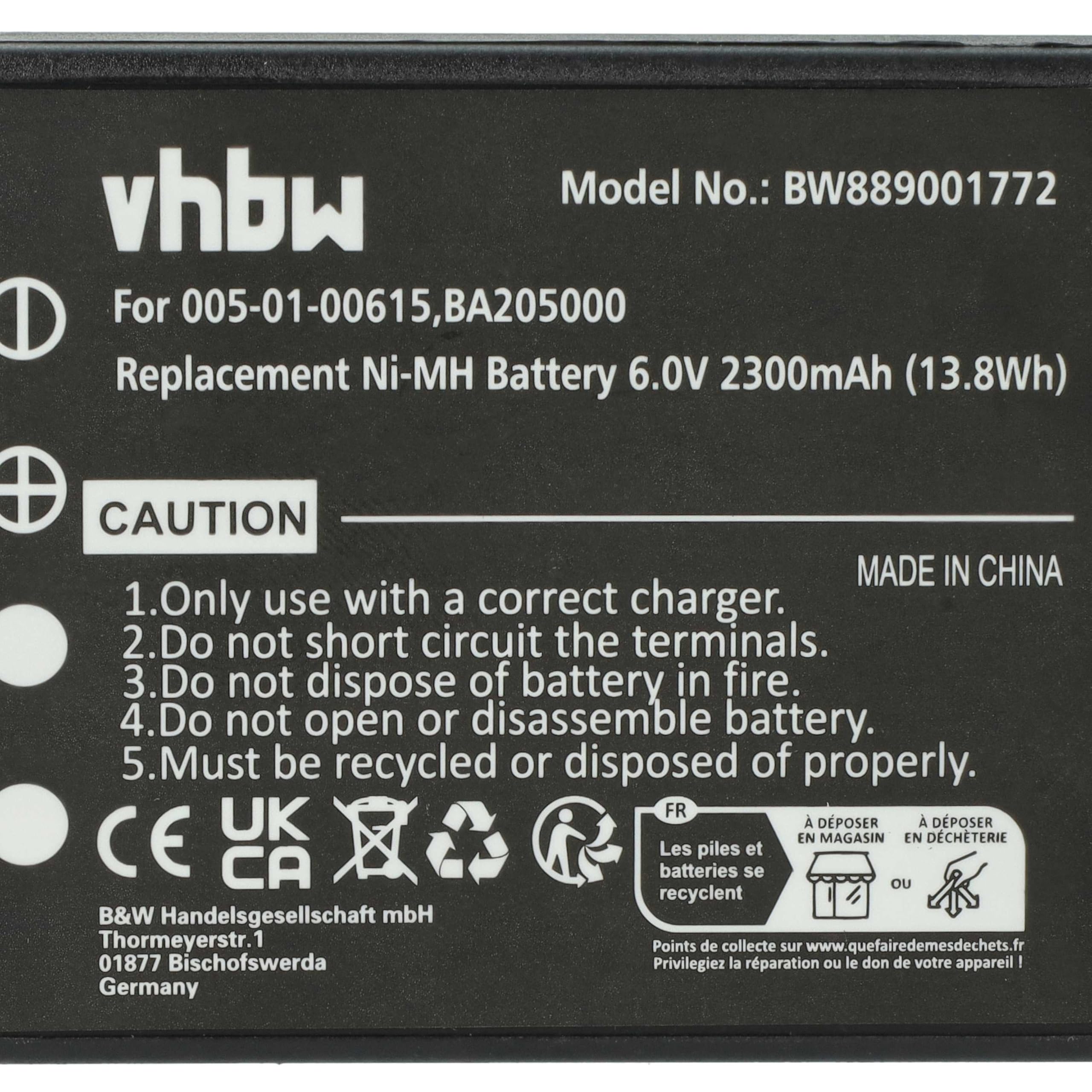 vhbw 5X bateria zastępuje HBC BA209000, BA209060, BA206030, BA209001 do pilota przemysłowego (2300 mAh, 6 V, NiMH) - czarny