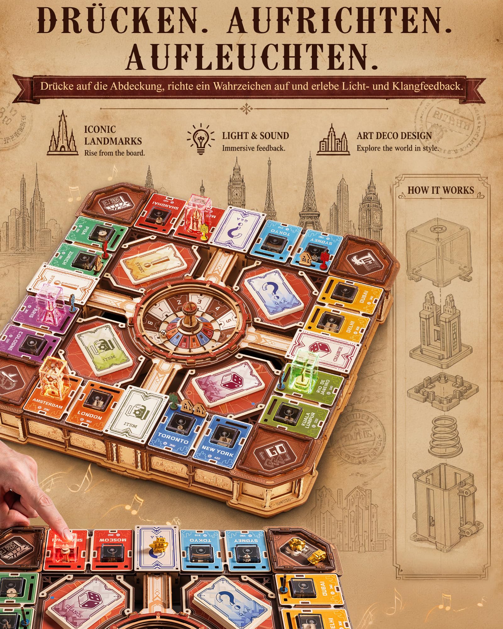 ROBOTIME Fortune Quest 3D Holzpuzzle Brettspiel für Erwachsene, 907 Teile
