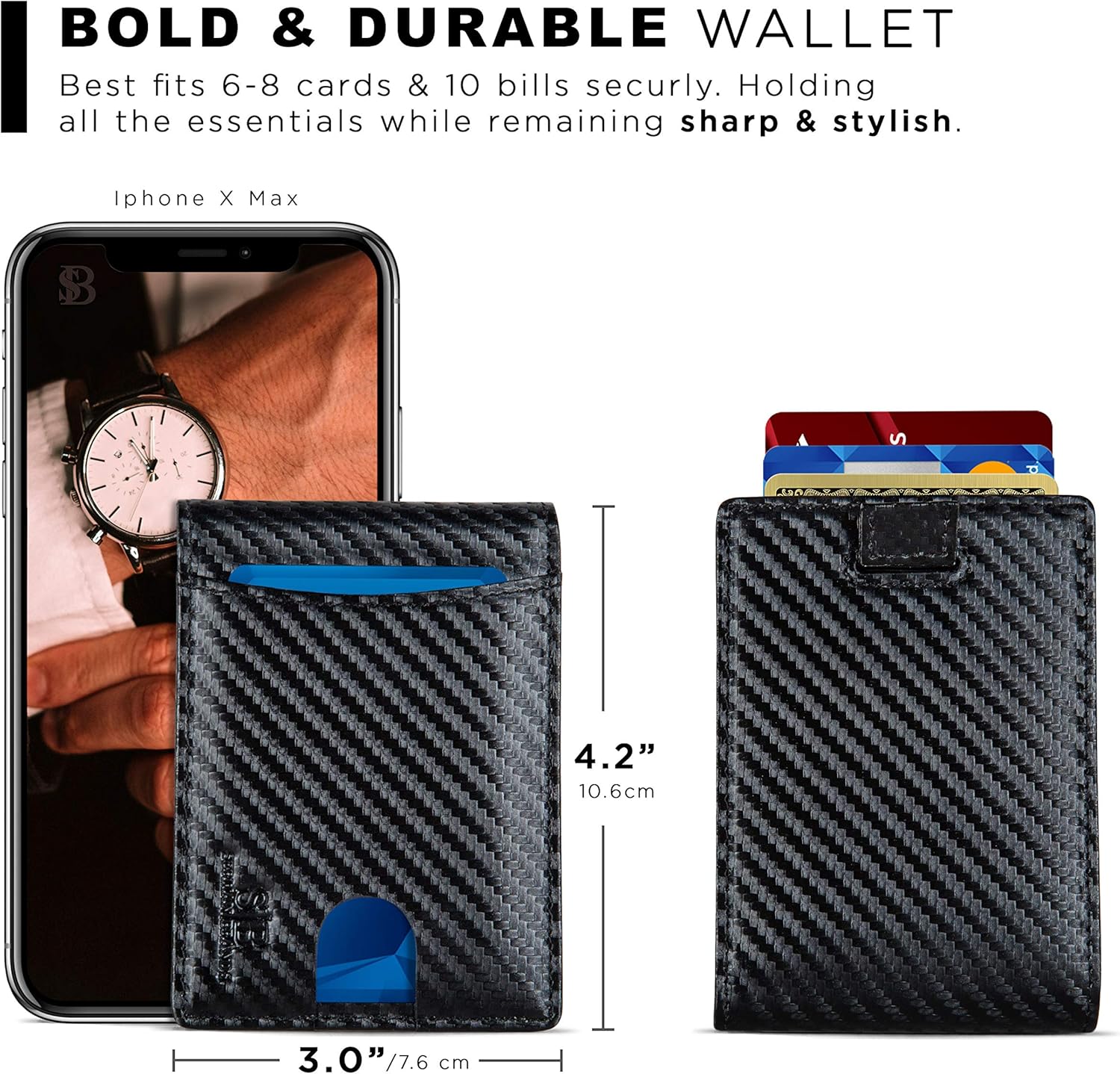 SERMAN BRANDS RFID Blocking Slim Bifold Genuine Leather Thin Minimalist Front Pocket Wallets for Men Billfold Wallet Men Gift - Image 5