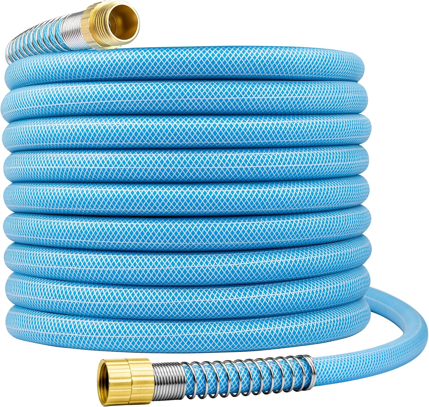 Fevone 50ft Lightweight Hybrid Polymer Garden Hose, Flexible Garden Hose, No Kinking Water Hose, 5/8 Inner Diameter Hose, 3/4 Brass Fittings