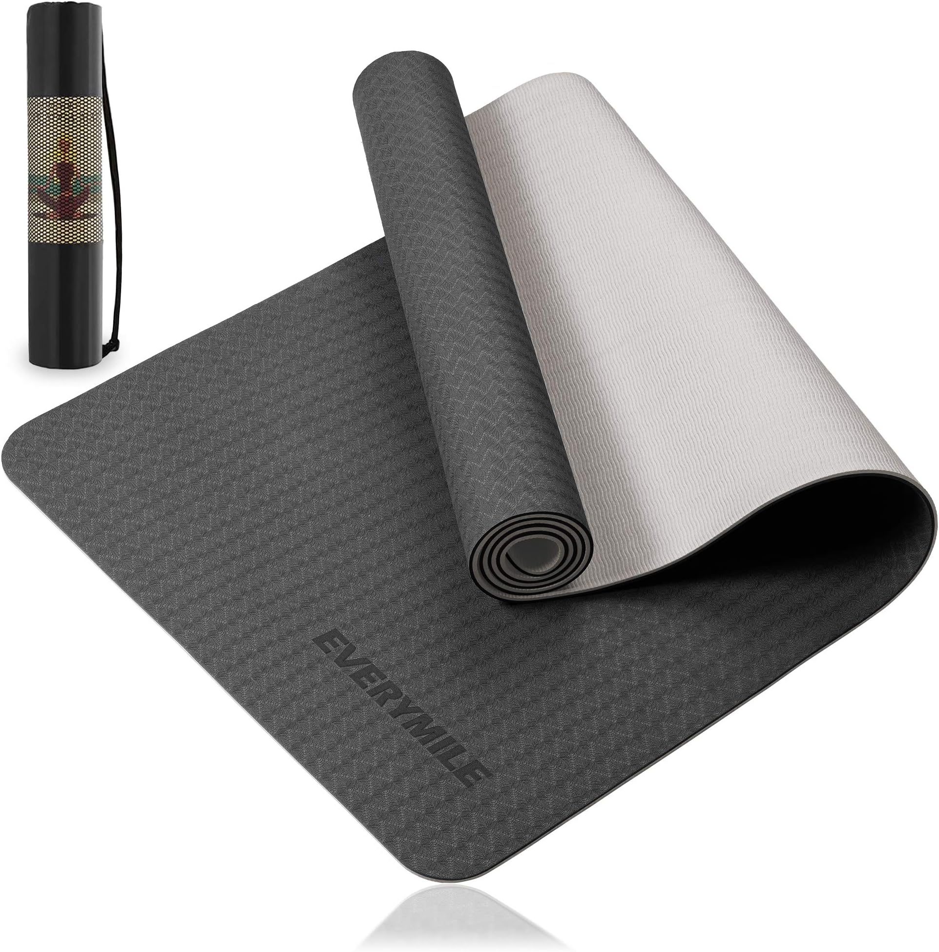 EVERYMILE Yoga Mat for Women, Eco Friendly Fitness Exercise Mat with Non-Slip Textured Surface, 1/4-inch Workout Mat for Yoga, Pilates and Home Floor Exercise, with Carrying Bag & Strap