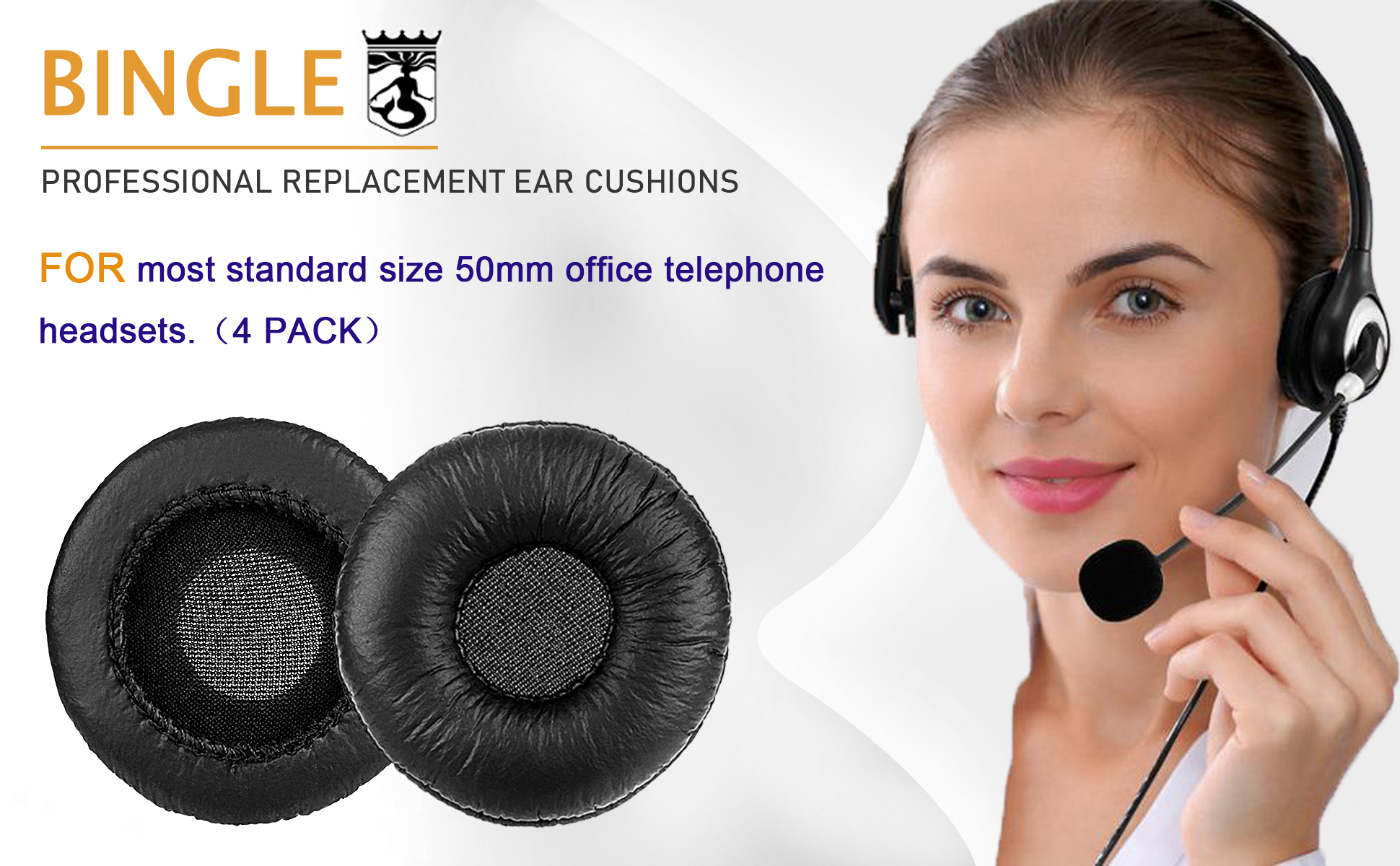 Bingle 4 Pack Replacement Foam Ear Pads For Plantronics Supra Plus Encore And Most Standard Size H251 H251N H261 H261N H351 H351N H361 H361N (BEC-FM4