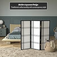 Vista 2 de Pantalla Shoji de doble cruz corta de 4 pies - Negro - 3 paneles