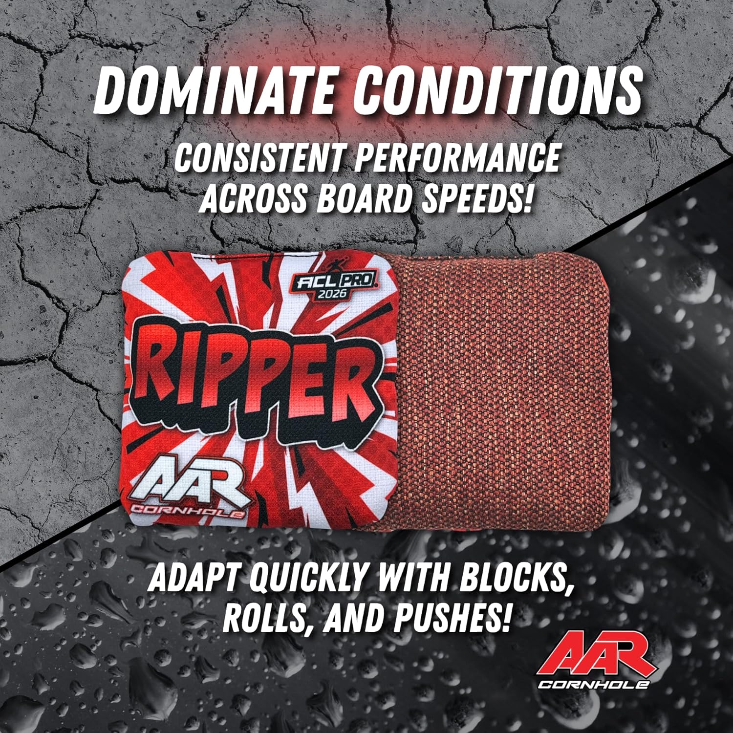 Ripper Cornhole Bags - ACL Pro Stamped 2026 - Set of 4 Bags - Made in The USA - Shock Edition