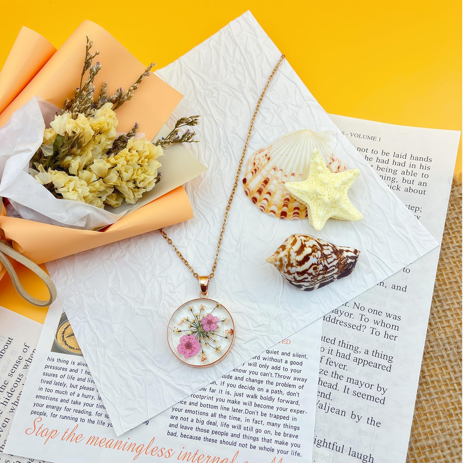 For Women Real Flower Necklace Forget-Me-Not Pressed Wildflower Necklace Handmade Unique Resin Pressed Flower Personalized Handmade Jewelry Fit for Parties Or Gifting - Image 2