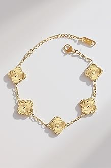 Clover Anti Tarnish Bracelet for Women Stylish | Stainless Steel Bracelet for Woman | Fashion Jewellery for Women Aesthetic Accessories for Girls Chain Bracelet Gold