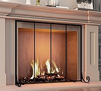 FireBeauty Flat Panel Wrought Iron Fireplace Screen - Spark Guard Safety Fence for Baby, Pet & Home Protection