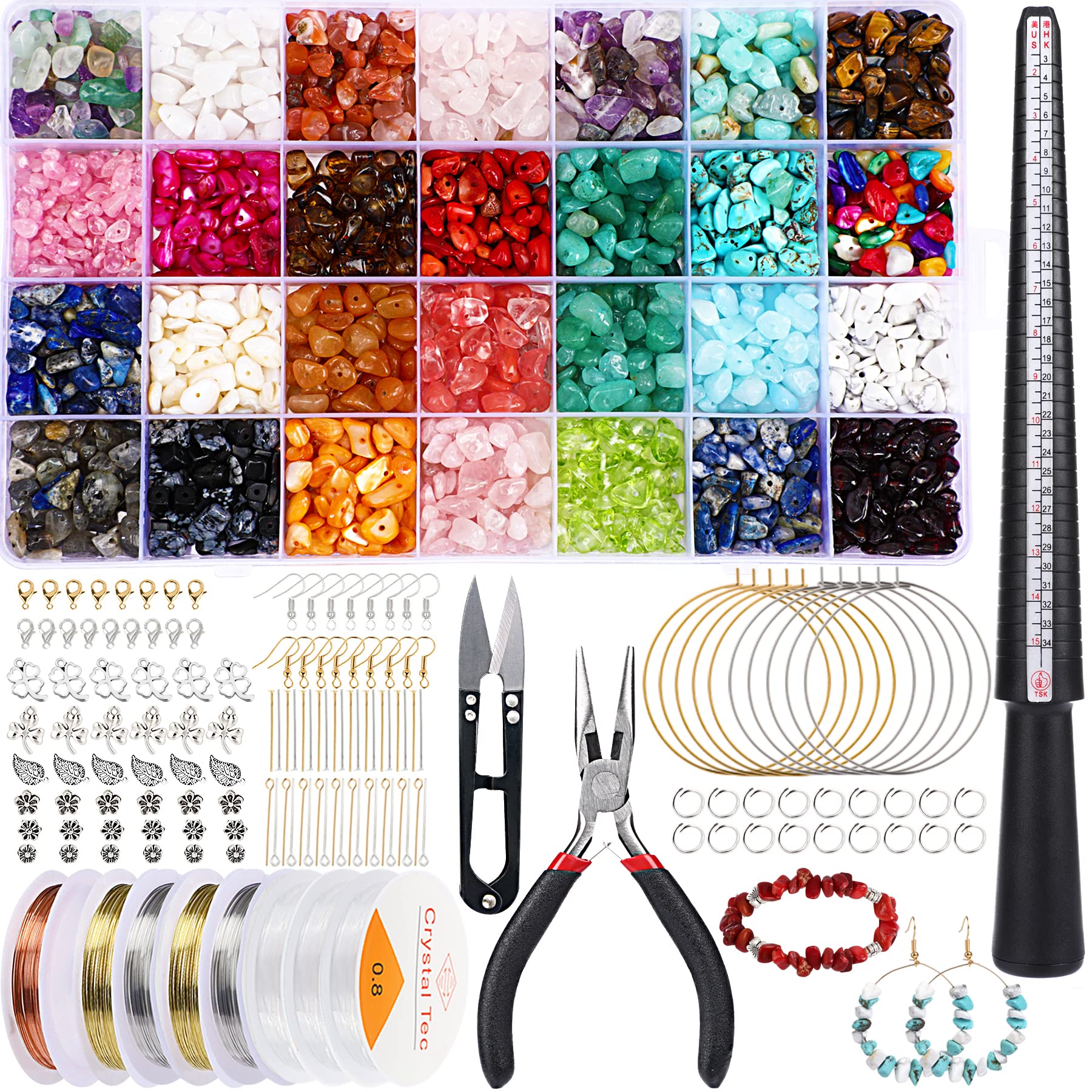 SANNIX 1840 Pcs Crystal Beads 28 Colors Natural Irregular Chips Stone