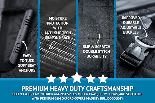 Vista 18 de Bulldogology - Cubierta de asiento para perros, revestimiento de primera calidad, resistente durabilidad, impermeable, respaldo antideslizante, Negro