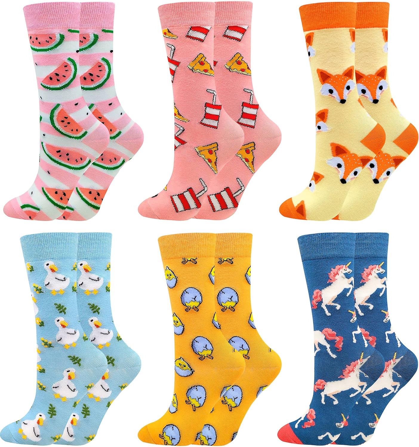 Fasefunn Colorful Socks for women Fun Funny Funky Animal Marvel Pattern Sock Calf Pack, Premium Cotton, Size 6-11