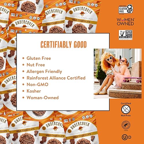 Miniatura 2 de Undercover Snacks - Bocadillo crujiente de quinoa de chocolate, chocolate negro + sal marina, sin gluten, bolsas sin nueces, 2 onzas (paquete de 8)