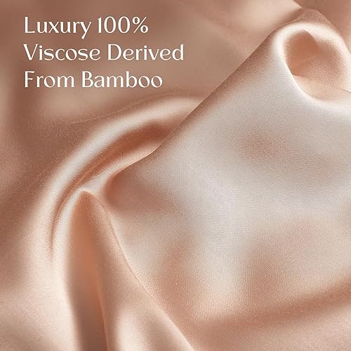 Miniatura 6 de MURT Juego de sábanas de lujo tamaño King, 100% viscosa de bambú, 400 hilos, refrescante y suave como la seda, certificado Oeko-TEX, bolsillo