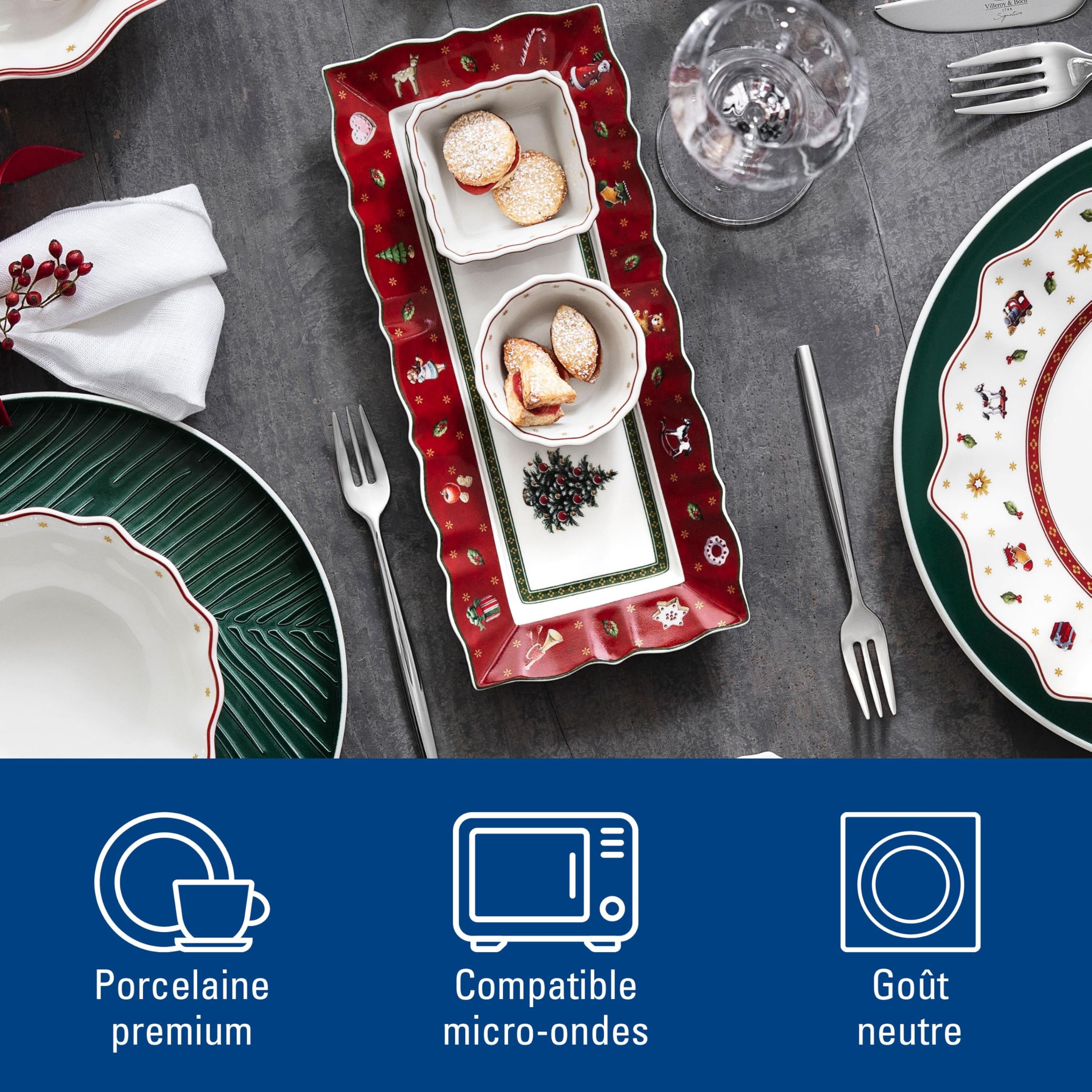 Villeroy & Boch Toy’s Delight - Ensemble D'Assiettes Anniversaire 4 Pièces Multicolores, Vaisselle De Noël En Porcelaine Premium