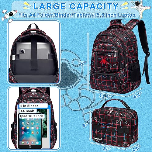 Miniatura 2 de FunnyGifts Mochilas para niños con lonchera para niños, mochila escolar con bolsa de almuerzo para primaria, jardín de infantes, preescolar,
