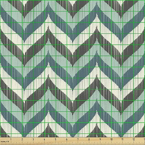 Miniatura 2 de Lunarable The Yard, tela aguamarina con forma de cuento de ballenas onduladas, diseño de rayas grunge, tela decorativa para tapicería y detalles del