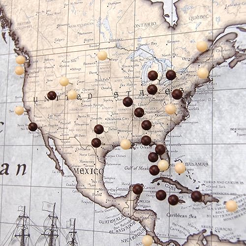 Miniatura 4 de Mapa de viaje del mundo Push Pin - Vintage rústico - Fabricado en Ohio, Estados Unidos