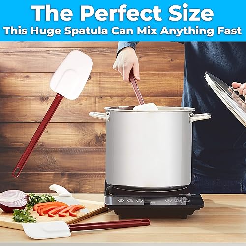 Miniatura 8 de Espátula de silicona resistente de 14 pulgadas de grado restaurante, 1 paquete. Raspador largo y resistente al calor, perfecto para utensilios de