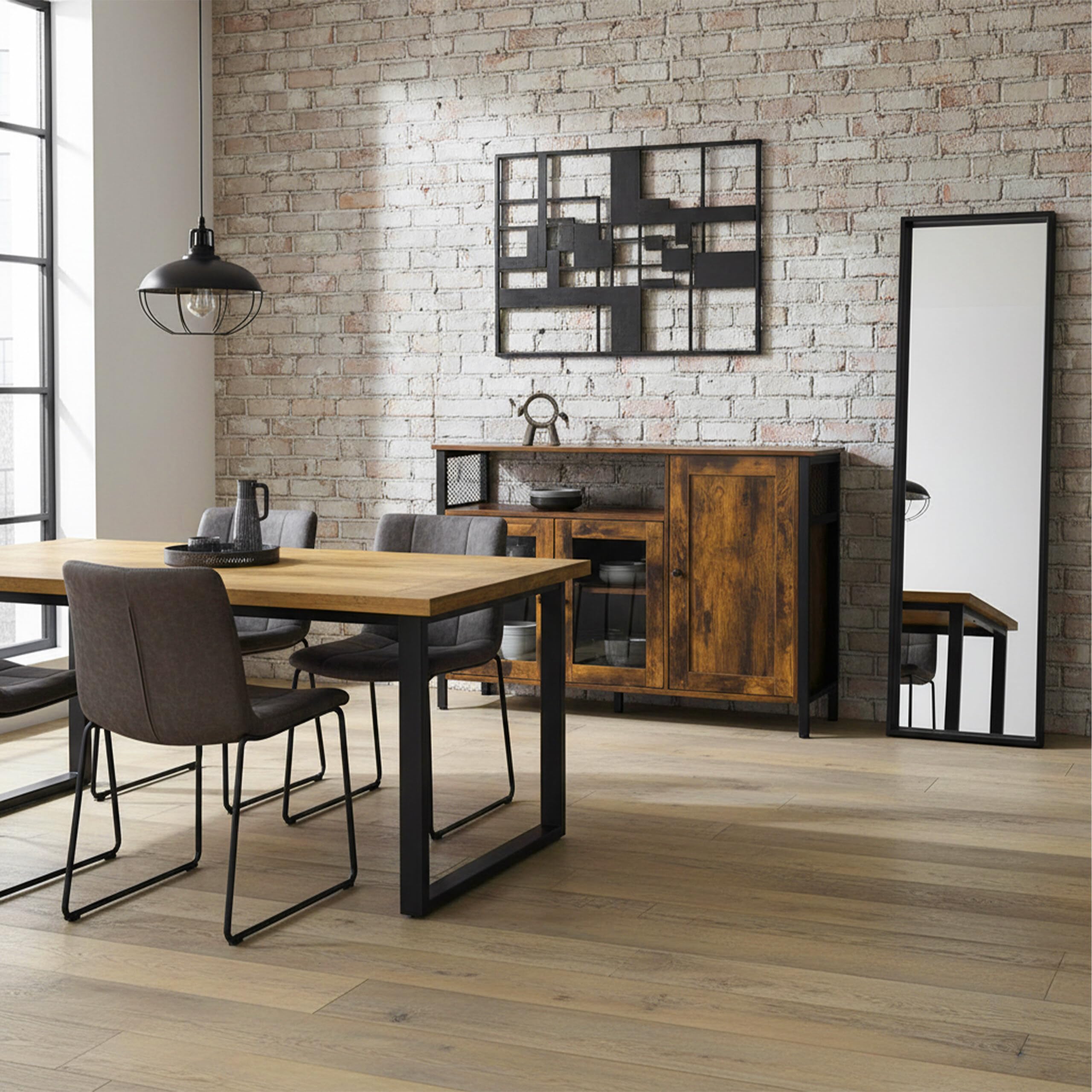 Relaxdays Armadio da Cucina con Ante in Vetro, HLP: 75 x 110 x 33 cm, credenza, Stile Industriale