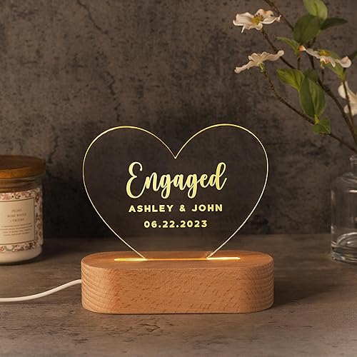 Miniatura 5 de Regalos personalizados para parejas, luz nocturna romántica, regalo de aniversario para ella, ideas de regalo para parejas en forma de corazón, 2